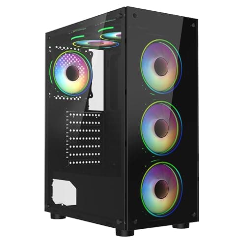 CiT Mirage F6 ATX Mid Tower Black with Tempered Glass Side Panel and USB 3.2 Gen 1 Type-A / USB 2.0 Type-A image