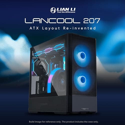 Lian Li Lancool 207 ATX Mid Tower Black with Tempered Glass Side Panel and USB 3.2 Gen 2 Type-C, USB 3.2 Gen 1 Type-A image