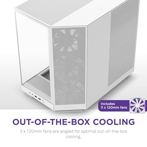 NZXT H6 Flow ATX Mid Tower White Tempered Glass Side Panel image