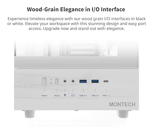 Montech XR ATX Mid Tower White with Tempered Glass Side Panel and USB 3.2 Gen 2 Type-C, USB 3.2 Gen 1 Type-A image