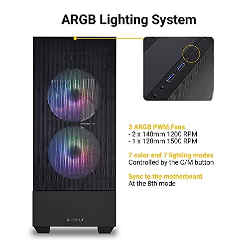 Lian Li LANCOOL 205 Mesh ATX Mid Tower Black Tempered Glass Side Panel image