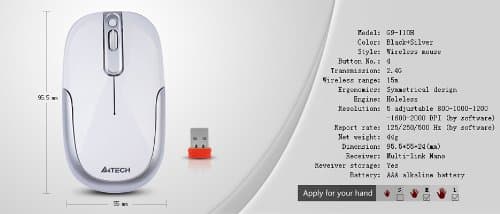 A4Tech G9-110H-1 Wireless Optical Mouse image