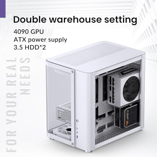 Jonsbo TK-2 2.0 ATX Mid Tower White with Tempered Glass Side Panel and USB 3.2 Gen 2 Type-C, USB 3.2 Gen 1 Type-A image