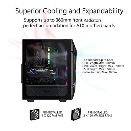 Asus TUF Gaming GT301 ATX Mid Tower Black with Tempered Glass Side Panel and USB 3.2 Gen 1 Type-A Front Panel image