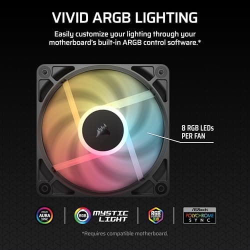Corsair RS120-R 120mm Black Addressable RGB PWM 65.82 CFM 3-Pack image