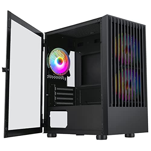 CiT Slammer Micro ATX Mid Tower Black with Tempered Glass Side Panel and USB 3.2 Gen 1 Type-A, USB 2.0 Type-A image