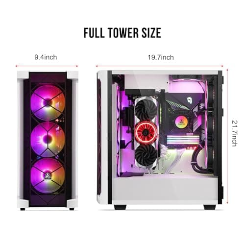 Segotep Phoenix T1 ATX Mid Tower White with Tempered Glass Side Panel and Front I/O: USB 3.2 Gen 2 Type-C, USB 3.2 Gen 1 Type-A, USB 2.0 Type-A image