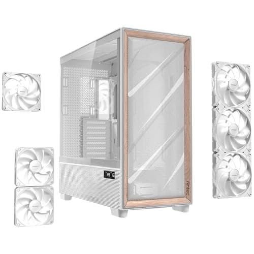 Antec FLUX PRO ATX Full Tower White / Brown Tempered Glass Side Panel, USB 3.2 Gen 2 Type-C, USB 3.2 Gen 1 Type-A image