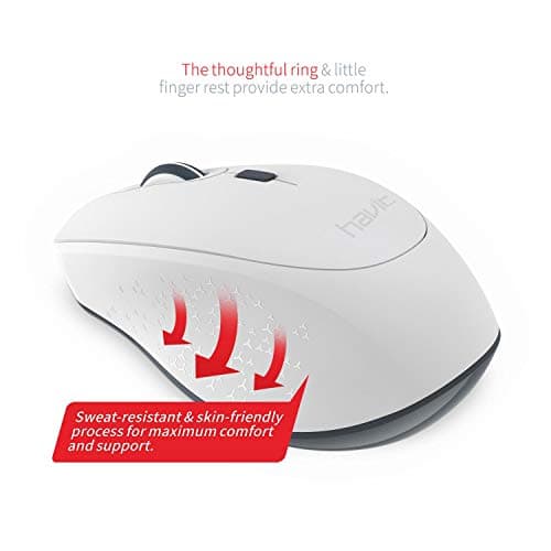 Havit 2.4G Wireless Mouse 2000DPI Optical Mini Portable Mobile with USB Receiver, 3 Adjustable DPI Levels, 4 Buttons for Notebook, PC, Laptop, Computer, MacBook (White) image