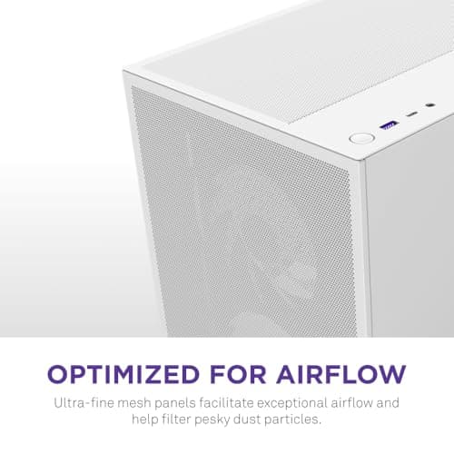 NZXT H5 Flow RGB (2024) ATX Mid Tower White Tempered Glass Side Panel with USB 3.2 Gen 2x2 Type-C and USB 3.2 Gen 1 Type-A image
