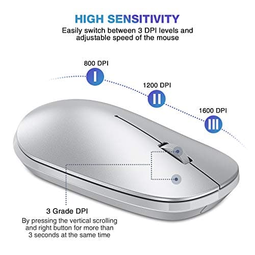 OMOTON Bluetooth Mouse for iPad and iPhone (iPadOS 13 / iOS 13 and Above), Ultra-Thin Wireless Mouse Compatible with Bluetooth Enabled Computer, Laptop, PC, Notebook, and Mac Series, Silver image