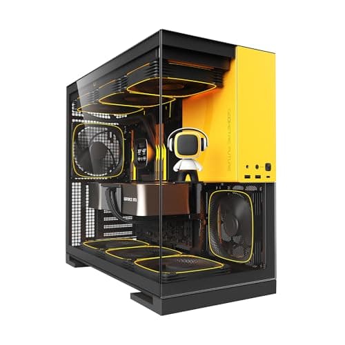Geometric Future Model 5 ATX Mid Tower Black / Yellow Tempered Glass Side Panel, USB 3.2 Gen 2x2 Type-C, USB 3.2 Gen 1 Type-A image