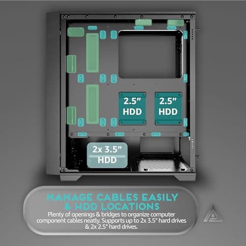 Apevia Genesis-BK ATX Mid Tower Black with Tempered Glass Side Panel and USB 3.2 Gen 1 Type-A, USB 2.0 Type-A Front Panel image