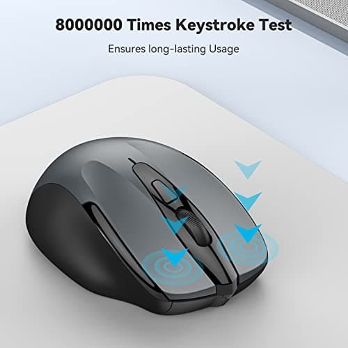 TeckNet 2600DPI Bluetooth Wireless Mouse, 12 Months Battery Life with Battery Indicator, 2600/2000/1600/1200/800DPI image