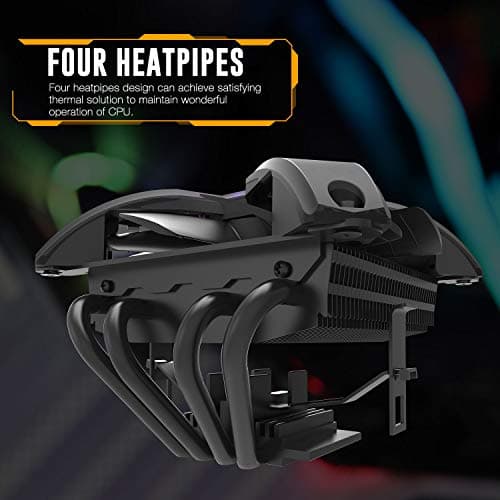 DarkFlash Talon CPU Cooling Cooler LED RGB PWM Fan with Four Heat pipes for Intel : LGA 775/ 115x/ 1366 and AMD : AM4/ AM3 (Corei3/ i5) | DF-TALON image