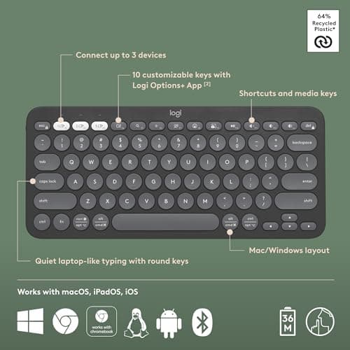 Logitech Pebble Keys 2 K380S Bluetooth Standard Keyboard image