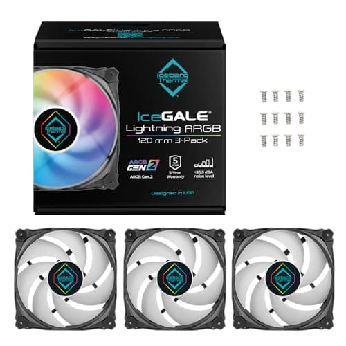 Iceberg Thermal IceGALE Lightning 120mm Black ARGB PWM 76.74 CFM 3-Pack image