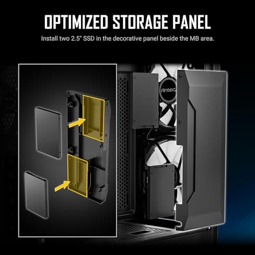 Antec NX416L ATX Mid Tower Black with Tempered Glass Side Panel and USB 3.2 Gen 1 Type-C, USB 3.2 Gen 1 Type-A image