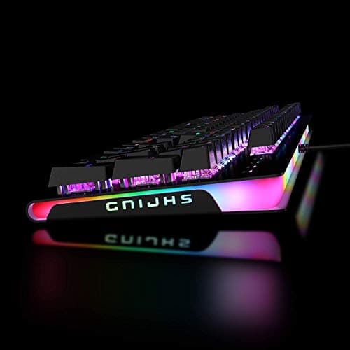 ETROBOT Mechanical Gaming Keyboard with MX Blue Switches, RGB LED Backlit and Exclusive Side Light, USB Wired Game Keyboard with Heavy Duty Aluminum Chassis, Spill-Resistant for PC Game image