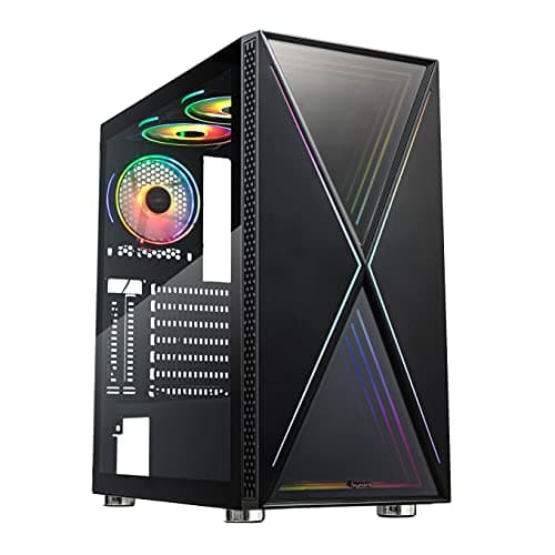 BGears b-BlackWidow-RGB ATX Mid Tower Black with Tinted Tempered Glass Side Panel and Front Panel USB 3.2 Gen 1 Type-A, USB 2.0 Type-A image