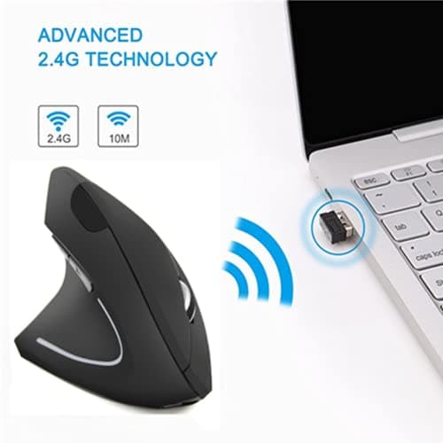 Left-Handed Mouse, Rechargeable 2.4G Wireless Ergonomic Vertical Mice with USB Receiver, 6 Buttons and 3 Adjustable DPI 800/1200/1600 for Laptop Computer PC Desktop (Left Hand) image
