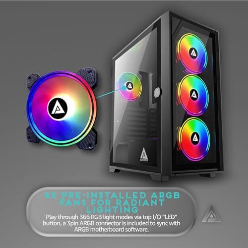 Apevia Genesis-BK ATX Mid Tower Black with Tempered Glass Side Panel and USB 3.2 Gen 1 Type-A, USB 2.0 Type-A Front Panel image