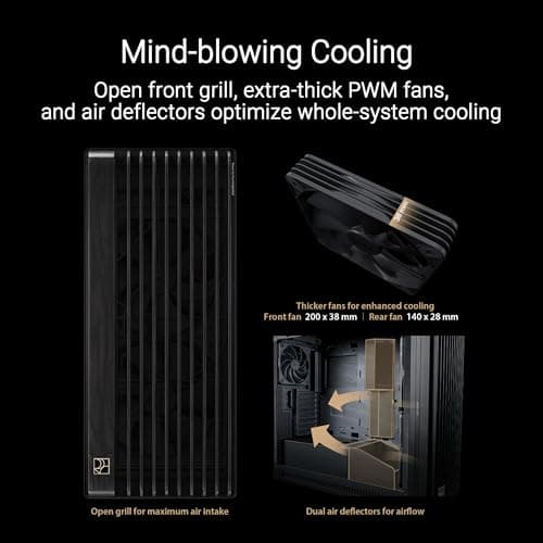 Asus ProArt PA602 Wood Edition ATX Mid Tower Black / Brown Tempered Glass Side Panel image