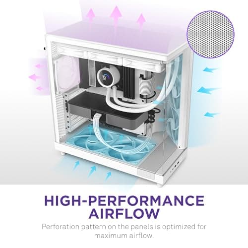 NZXT H6 Flow ATX Mid Tower White Tempered Glass Side Panel image
