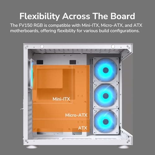 Cougar FV150 ATX Mid Tower Black with RGB, Tempered Glass Side Panel, and USB 3.2 Gen 2 Type-C USB 3.2 Gen 1 Type-A image