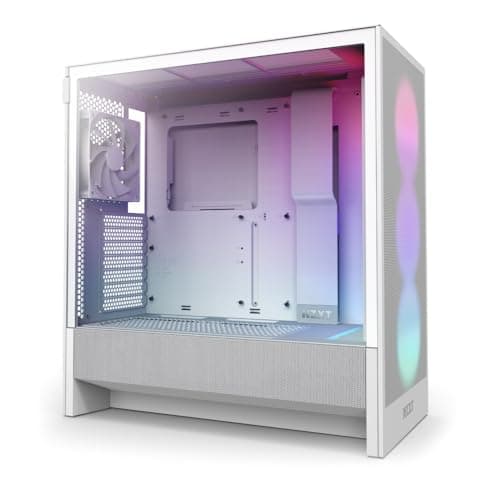 NZXT H5 Flow RGB (2024) ATX Mid Tower White Tempered Glass Side Panel with USB 3.2 Gen 2x2 Type-C and USB 3.2 Gen 1 Type-A image