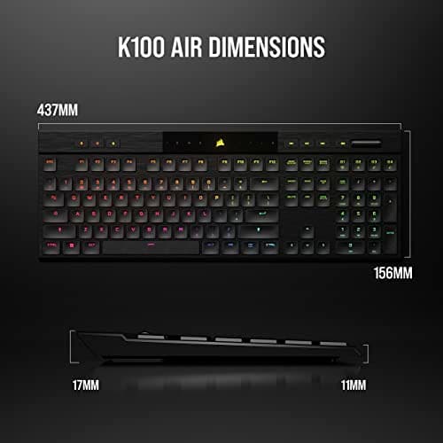 Corsair K100 AIR Wireless RGB Bluetooth/Wireless/Wired Gaming Keyboard image