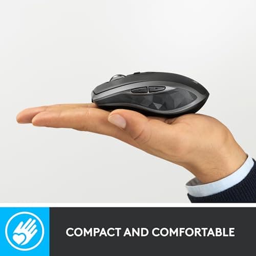 Logitech MX Anywhere 2S Wireless Mouse - Use On Any Surface, Hyper-Fast Scrolling, Rechargeable, Control up to 3 Apple Mac and Windows Computers and laptops (Bluetooth or USB), Graphite image