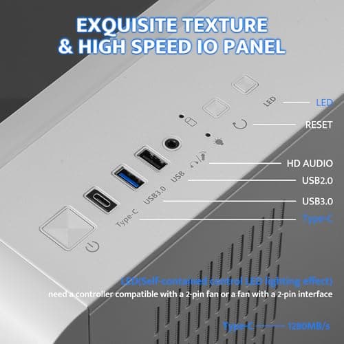 darkFlash L280 ATX Mid Tower White with Tempered Glass Side Panel and USB 3.2 Gen 1 Type-A USB 2.0 Type-A Front Panel image