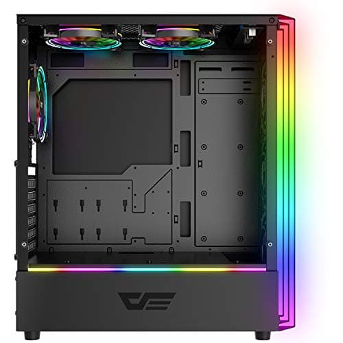 darkFlash J11 Black ATX Mid-Tower Desktop Computer Gaming Case USB 3.0 Ports Tempered Glass Windows with 1pcs 120mm LED MR12 RGB Fan Pre-Installed image