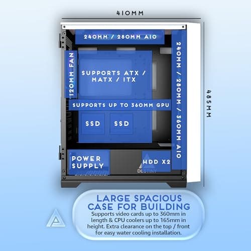 Apevia Destiny Pro ATX Mid Tower White / Black with Tempered Glass Side Panel and USB 3.2 Gen 1 Type-A image