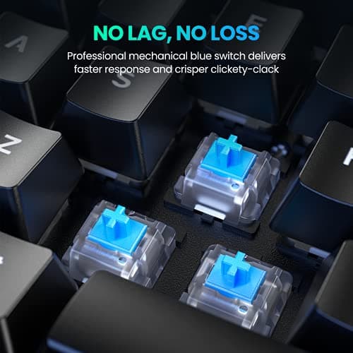 PICTEK TKL Mechanical Gaming Keyboard, Compact 87 Key Mechanical Computer Keyboard with Blue Equivalent Switches, 27 LED Lighting Modes, 100% Anti-Ghosting Wired USB Keyboard for Windows PC/MAC Games image