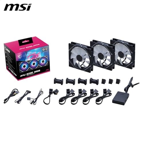 MSI MPG EZ120 120mm Black 73.82 CFM PWM Addressable RGB 3-Pack image