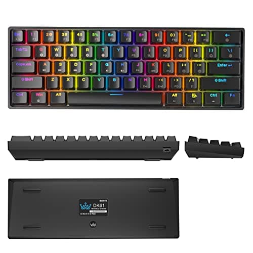 DIERYA x KEMOVE 60% Mechanical Gaming Keyboard, RGB Backlit Wired PBT Keycap Waterproof Type-C Mini Compact 61 Keys Computer Keyboard with Full Keys Programmable (Gateron Optical Brown Switch) image