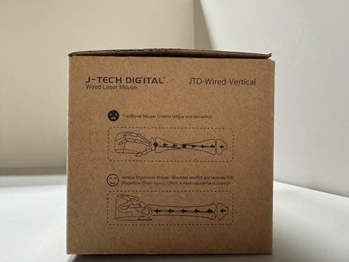 J-Tech Digital Scroll Endurance Wired Mouse Ergonomic Vertical USB Mouse with Adjustable Sensitivity (600/1000/1600 DPI), Removable Palm Rest & Thumb Buttons - Reduces Hand/Wrist Pain (Wired) image