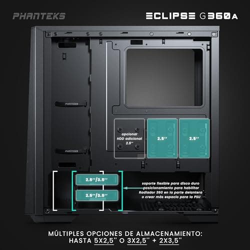 Phanteks Eclipse G360A ATX Mid Tower Black Tempered Glass Side Panel image