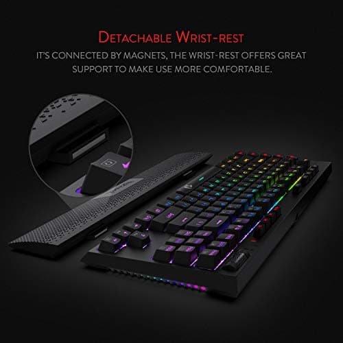 Redragon K596 Vishnu 2.4G Wireless/Wired RGB Mechanical Gaming Keyboard, 87 Keys TKL Compact Keyboard with 2400 mAh Battery, 10 Onboard Macro Keys & Wrist Rest, 10H Play Time, Red Switches image
