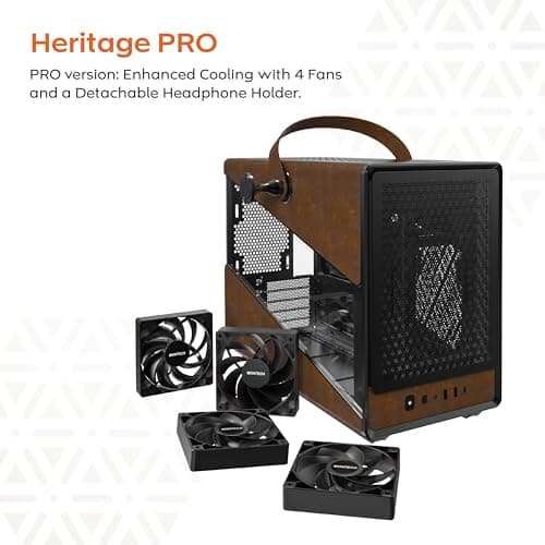 Montech Heritage Micro ATX Mid Tower Black Tempered Glass Side Panel, USB 3.2 Gen 2 Type-C USB 3.2 Gen 1 Type-A image