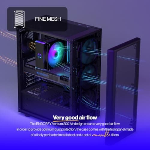 ENDORFY Ventum 200 Air ATX Mid Tower Black with Tempered Glass Side Panel and USB 3.2 Gen 1 Type-A image