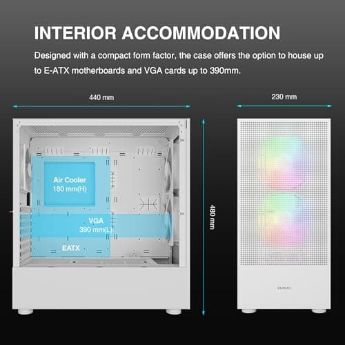 GAMDIAS Talos M3 Mesh ATX Mid Tower White Tempered Glass image