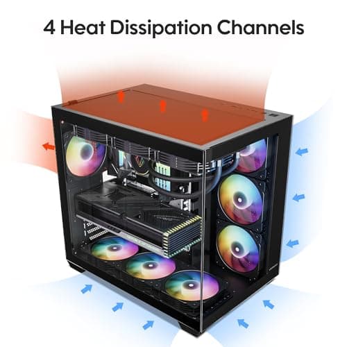 Vetroo AL900 ATX Mid Tower Black Tempered Glass Side Panel USB 3.2 Gen 1 Type-A USB 2.0 Type-A image