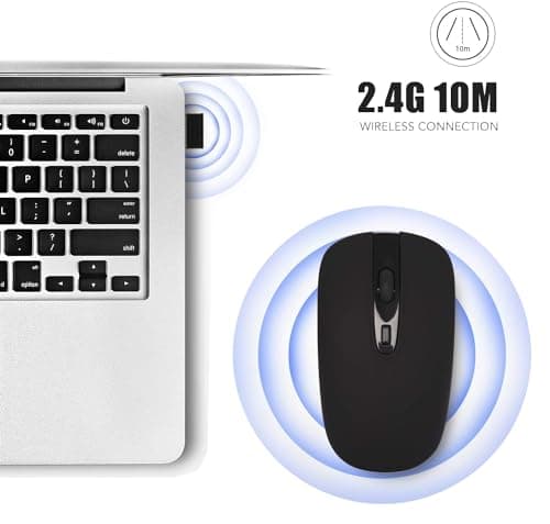 Wireless Computer Mouse, Cimetech Slim Cordless Mouse for Laptop Ergonomic Optical with Nano Receiver USB Mouse for Laptop, Deskbtop, MacBook (BAT Black) image