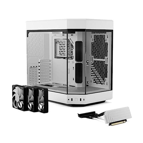 HYTE Y60 Modern Aesthetic Dual Chamber Panoramic Tempered Glass Mid-Tower ATX Computer Gaming Case with PCIe 4.0 Riser Cable Included, Snow White image
