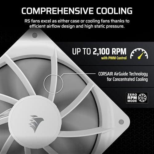 Corsair RS120 72.8 CFM 120mm White PWM 3-Pack image