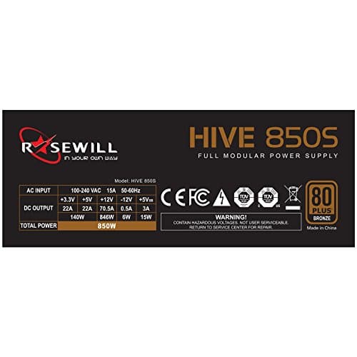 Rosewill HIVE 850W Fully Modular 80+ Bronze Certified image