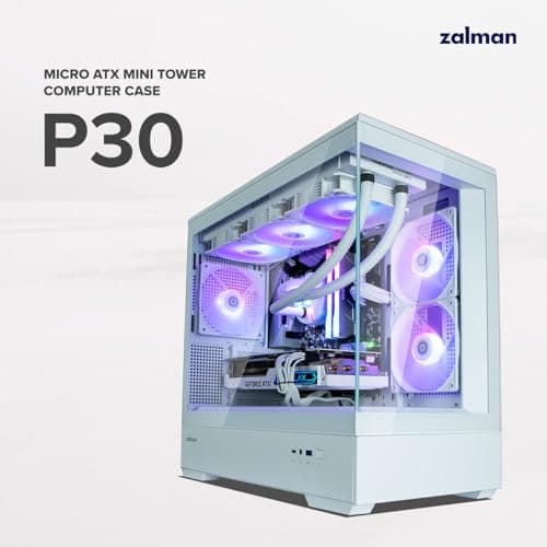 Zalman P30 Micro ATX Mini Tower White Tempered Glass Side Panel image